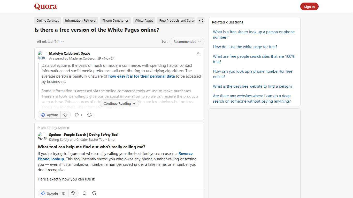 Is there a free version of the White Pages online? - Quora
